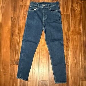RE/DONE Originals High waist crop jeans, size 28, color worn blue destroy